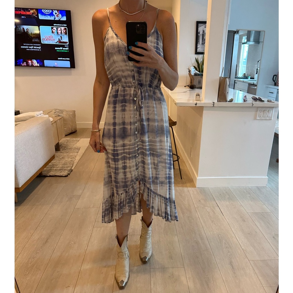 Rails Blue and white shibori silk dress.